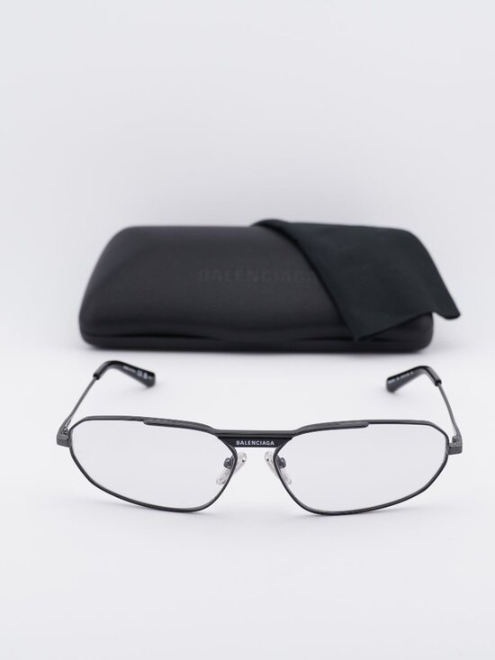 Balenciaga BB0245S 004 Geometric Sunglasses - Gunmetal / Light Grey main image 4